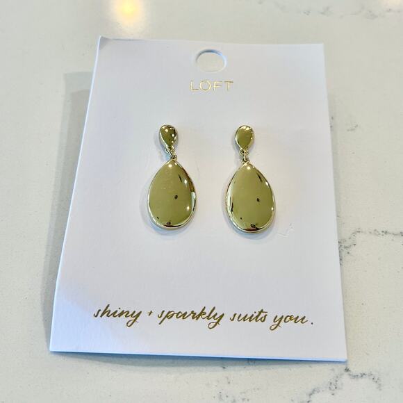 NWT LOFT Gold Teardrop 1 3/4" Earrings - Picture 3 of 4